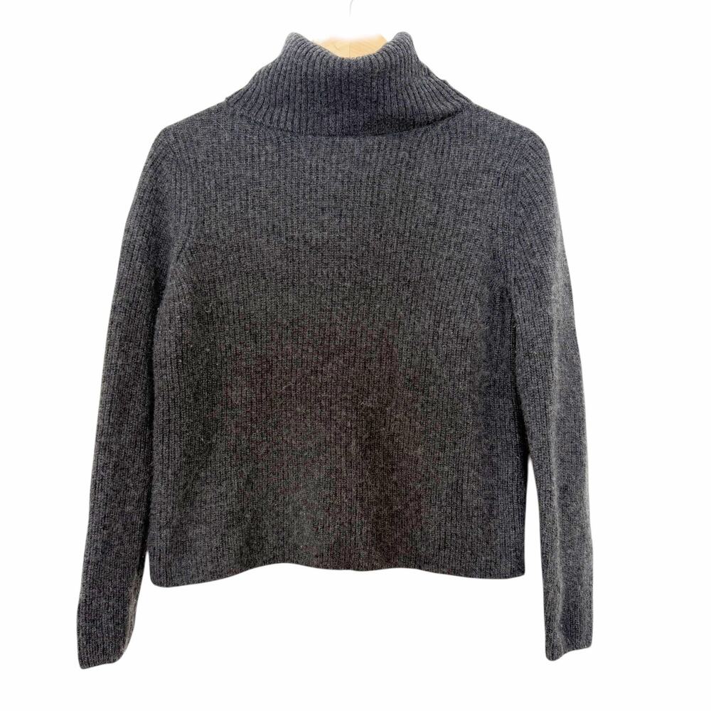 Banana Republic Chiara 100% Cashmere Gray Relaxed Ribbed Turtleneck Sweater Sz M
